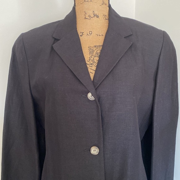New Finity Blazer Jacket Lined Cardigan Linen Blend Women`s 3 Buttons Black 8 - Picture 2 of 10